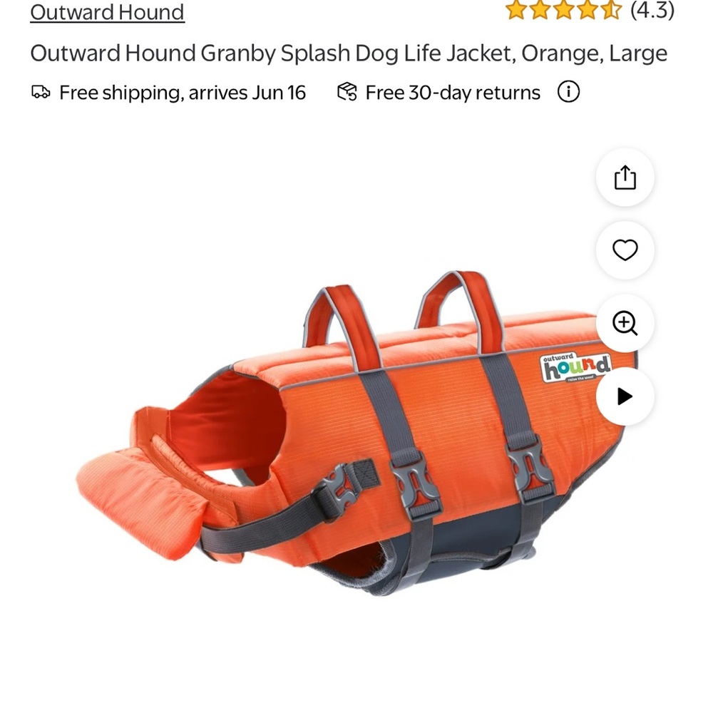 NWT Outward Hound Orange Dog Safety Vest LARGE